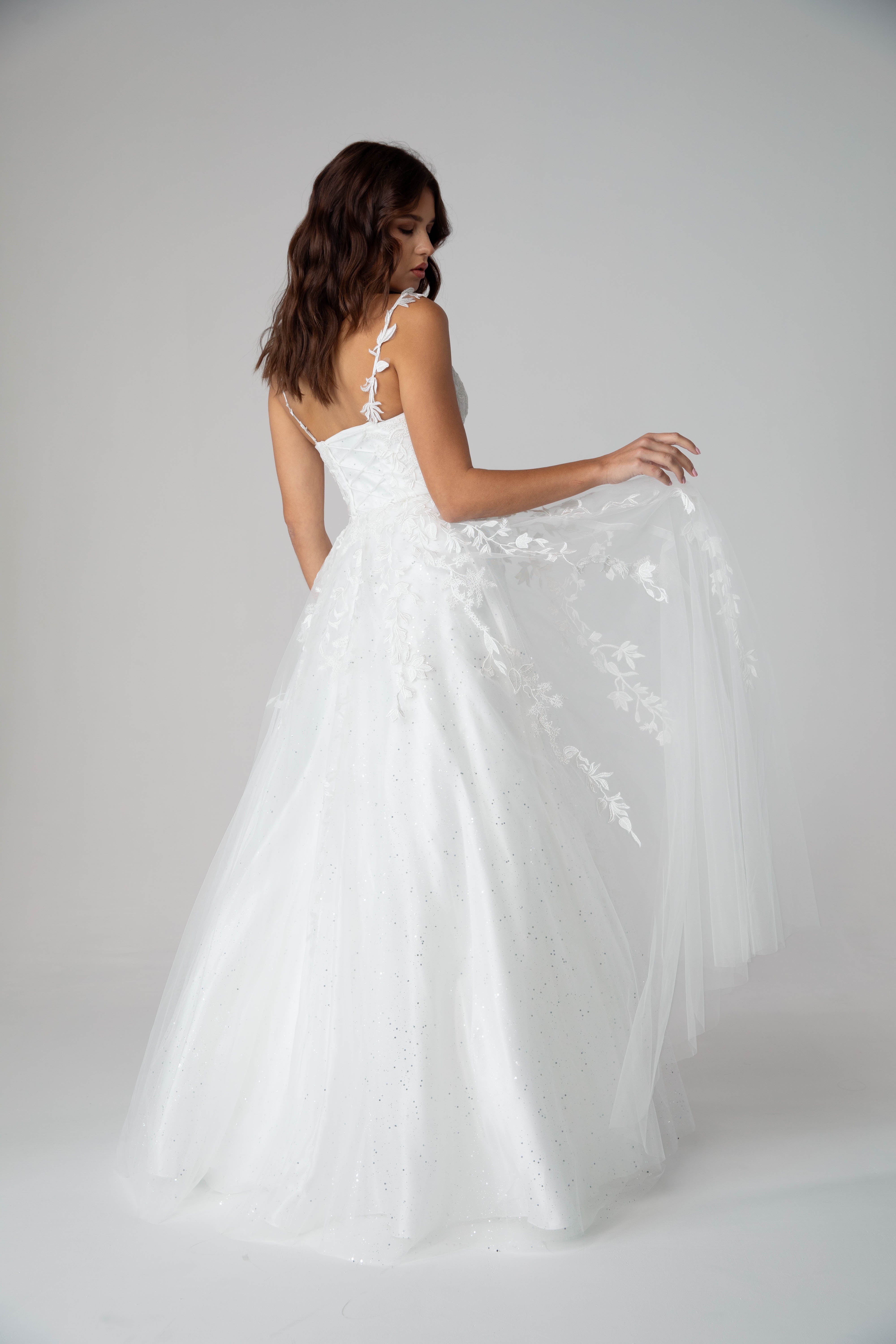 KAROL Lace Applique Tulle A Line Prom & Formal Dress