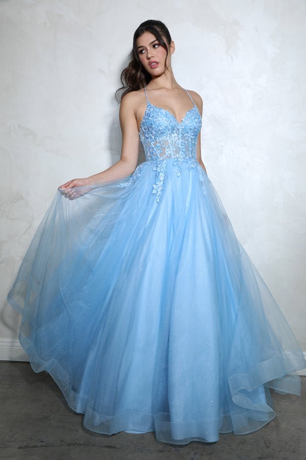 MARIANA Corset Back Glitter Mesh A LIne Prom & Formal Dress in Australia | One Honey Boutique