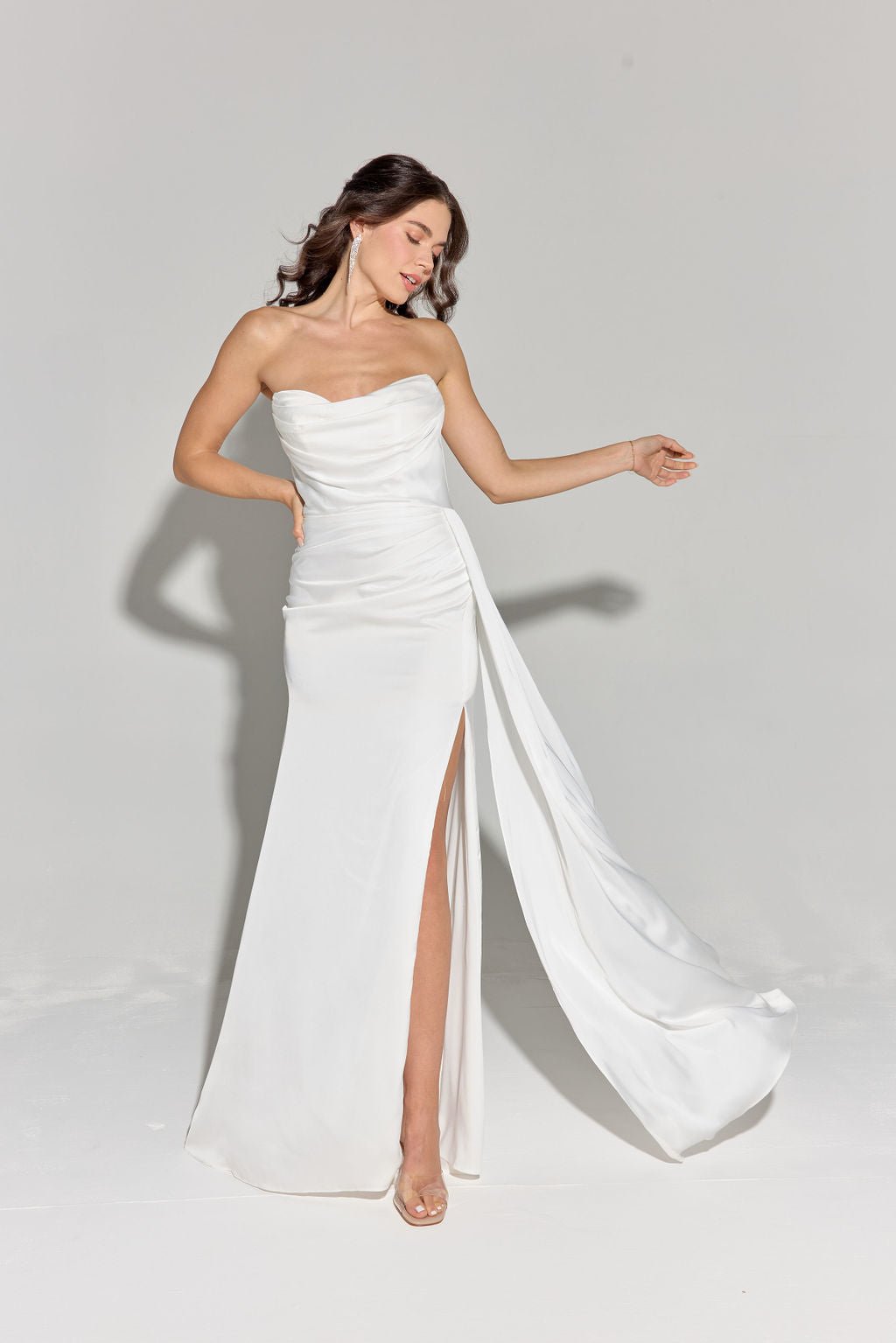 GOLDA Strapless Silky Side Sash Prom & Formal Dress in Australia | One Honey Boutique