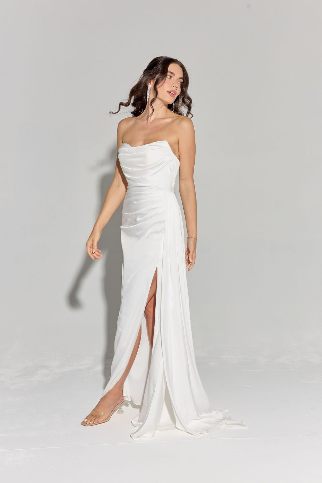 GOLDA Strapless Silky Side Sash Prom & Formal Dress in Australia | One Honey Boutique