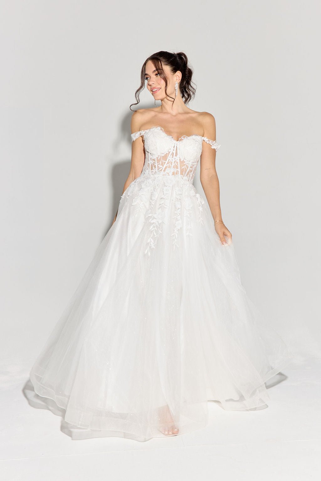 MARIA JOSE Off Shoulder Illusion Bodice Corset Prom & Formal Dress in Australia | One Honey Boutique