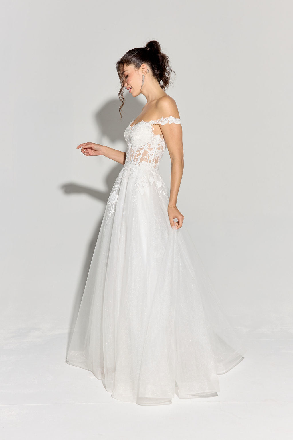 MARIA JOSE Off Shoulder Illusion Bodice Corset Prom & Formal Dress