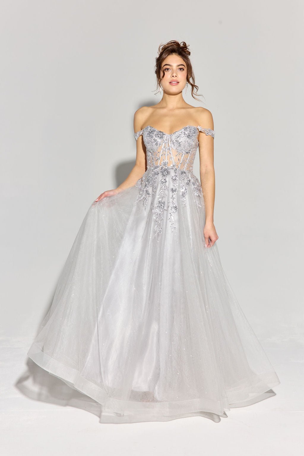 MARIA JOSE Off Shoulder Illusion Bodice Corset Prom & Formal Dress in Australia | One Honey Boutique