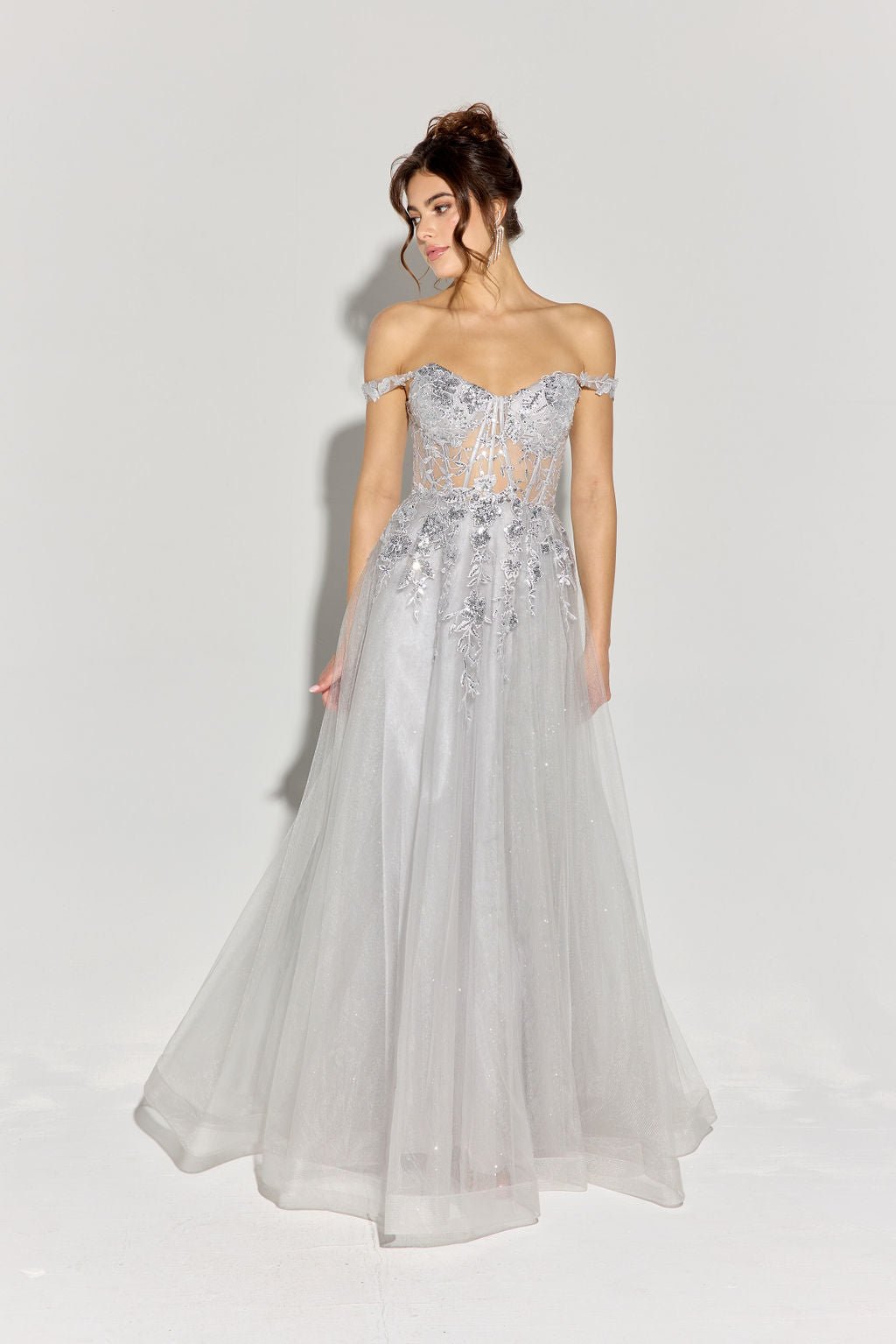 MARIA JOSE Off Shoulder Illusion Bodice Corset Prom & Formal Dress in Australia | One Honey Boutique