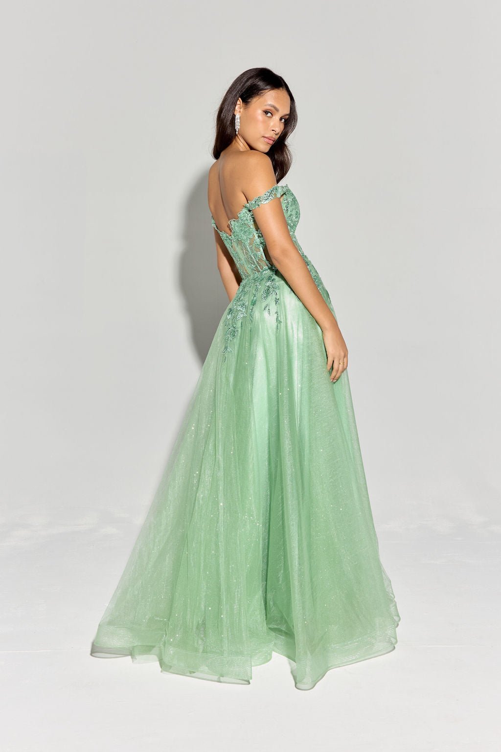 MARIA JOSE Off Shoulder Illusion Bodice Corset Prom & Formal Dress in Australia | One Honey Boutique