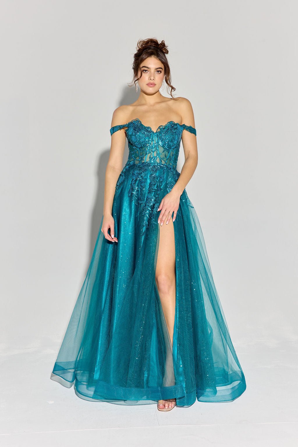 MARIA JOSE Off Shoulder Illusion Bodice Corset Prom & Formal Dress in Australia | One Honey Boutique