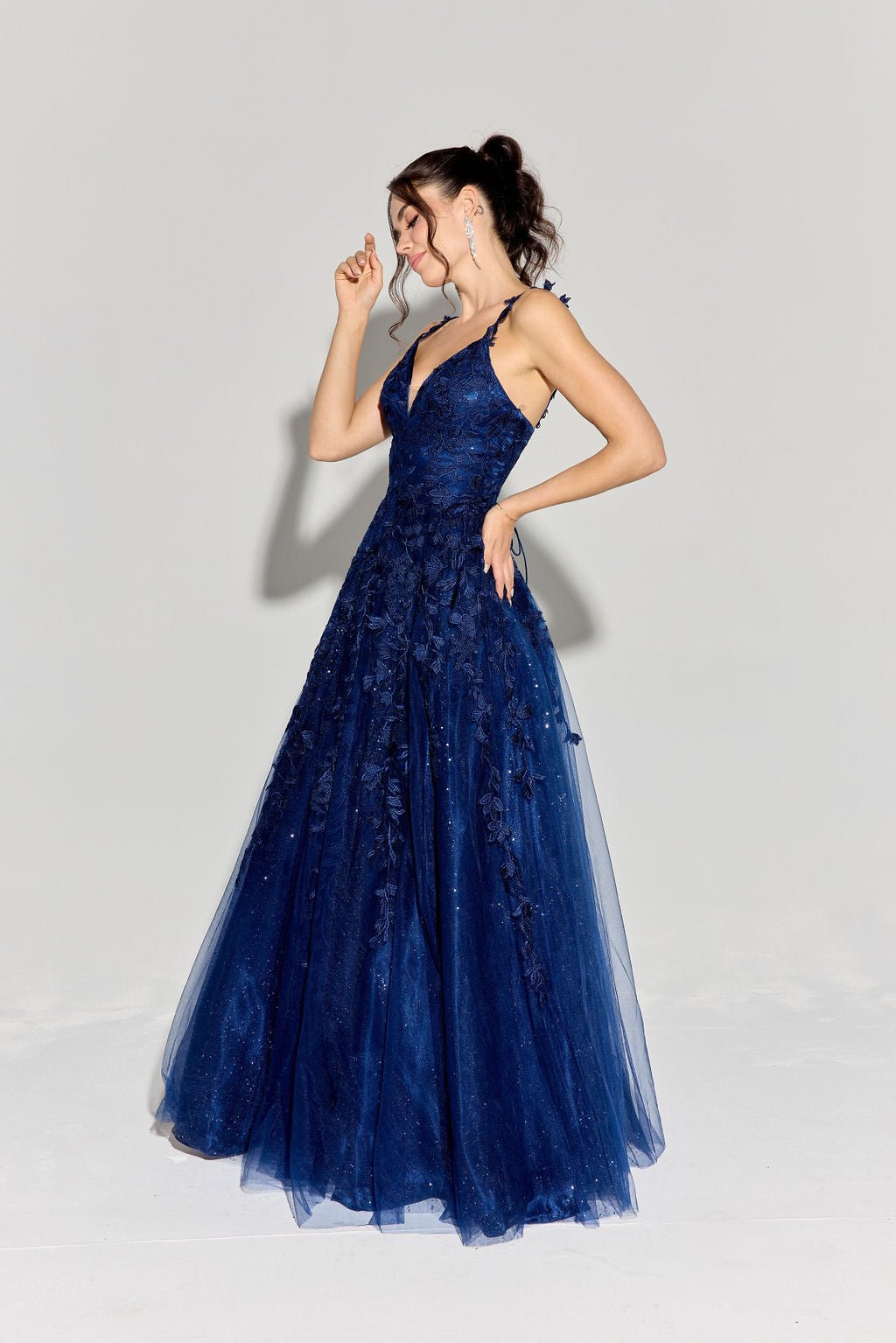 KAROL Lace Applique Tulle A Line Prom & Formal Dress in Australia | One Honey Boutique