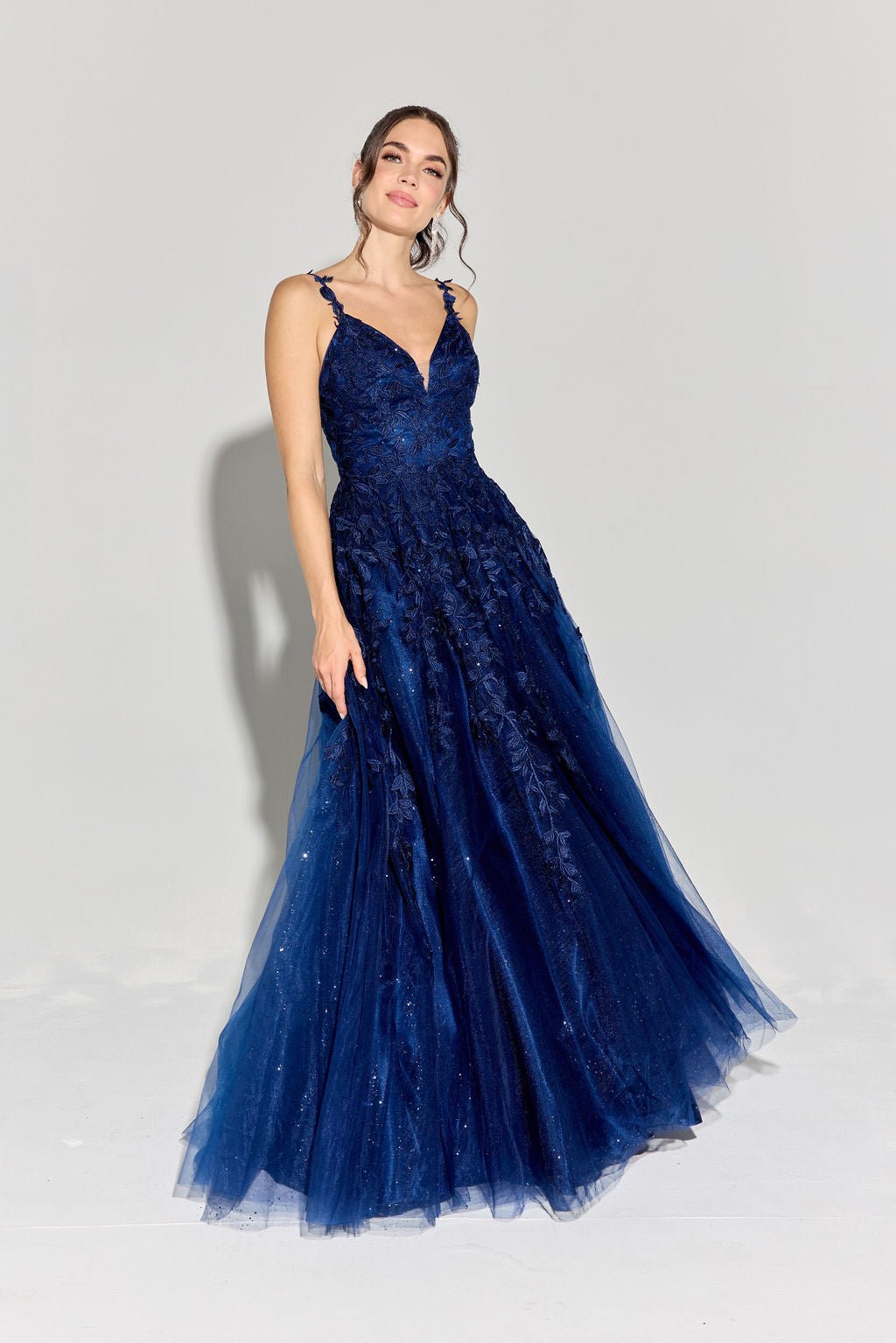 KAROL Lace Applique Tulle A Line Prom & Formal Dress in Australia | One Honey Boutique