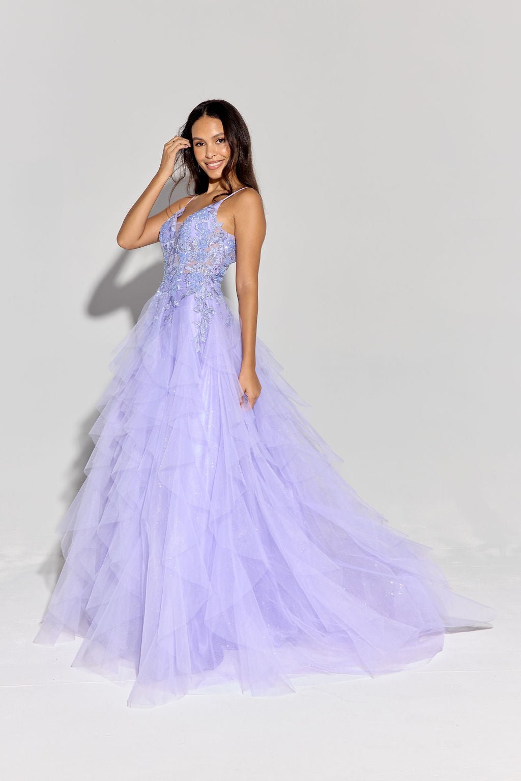 CAMILA Thin Strap Tulle Layered Prom & Formal Dress in Australia | One Honey Boutique