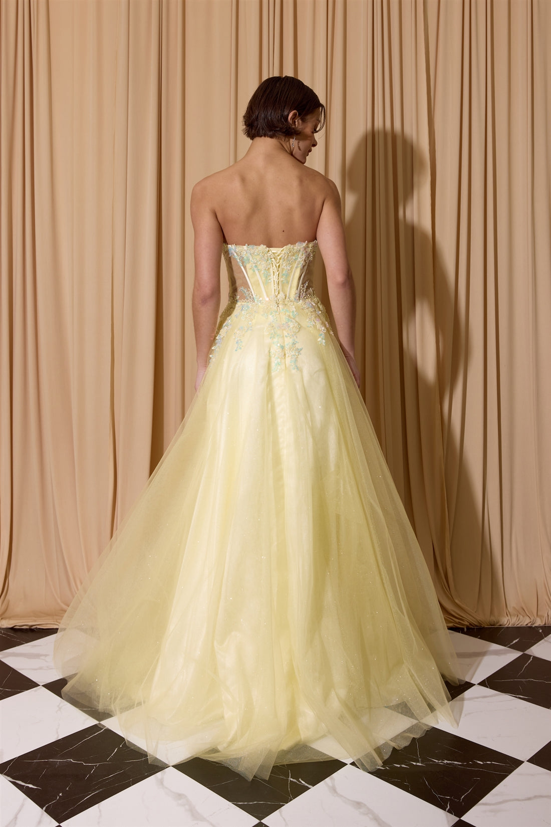 PRESILA Strapless Floral Print A-Line Prom & Formal Dress