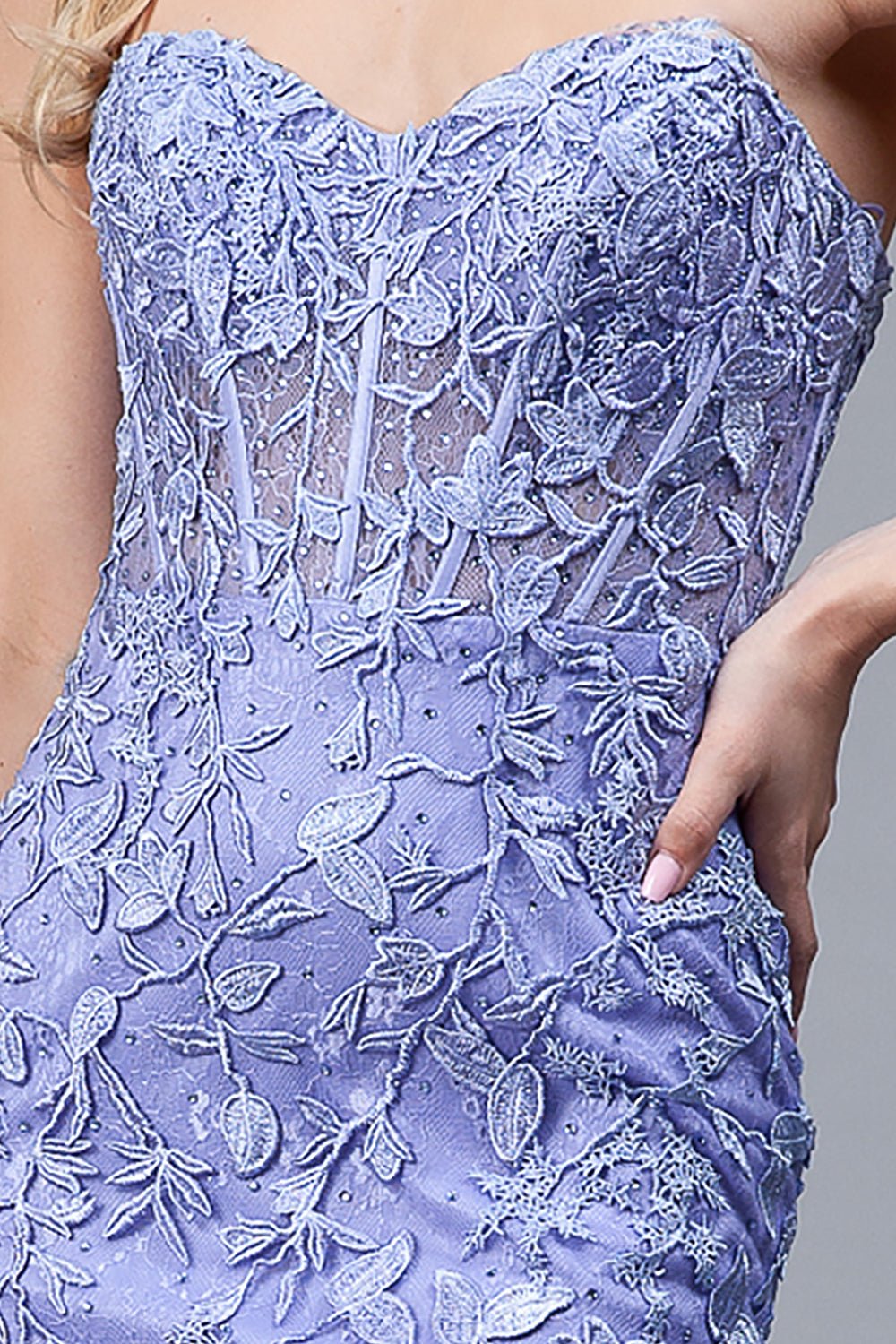 ORIANA Strapless Lace Flower Overlay Mermaid Prom & Formal Dress in Australia | One Honey Boutique