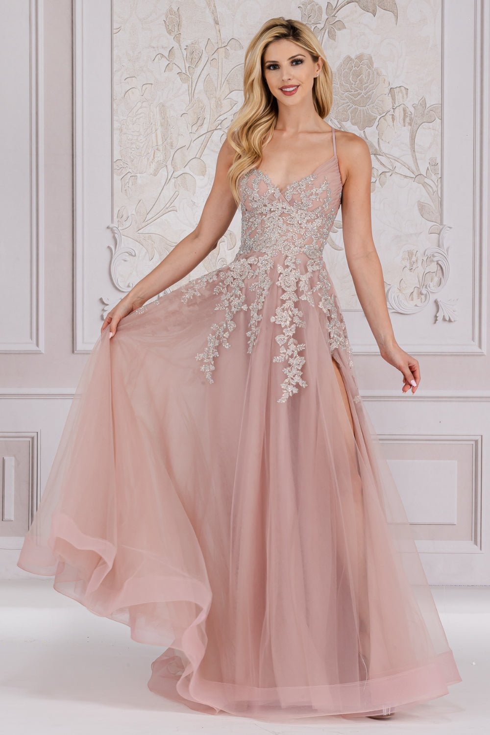 LAUREN Applique Tulle Formal Gown - Elegant Prom Dress | One Honey LAUREN Applique Tulle Formal Gown - Elegant Prom Dress | One Honey