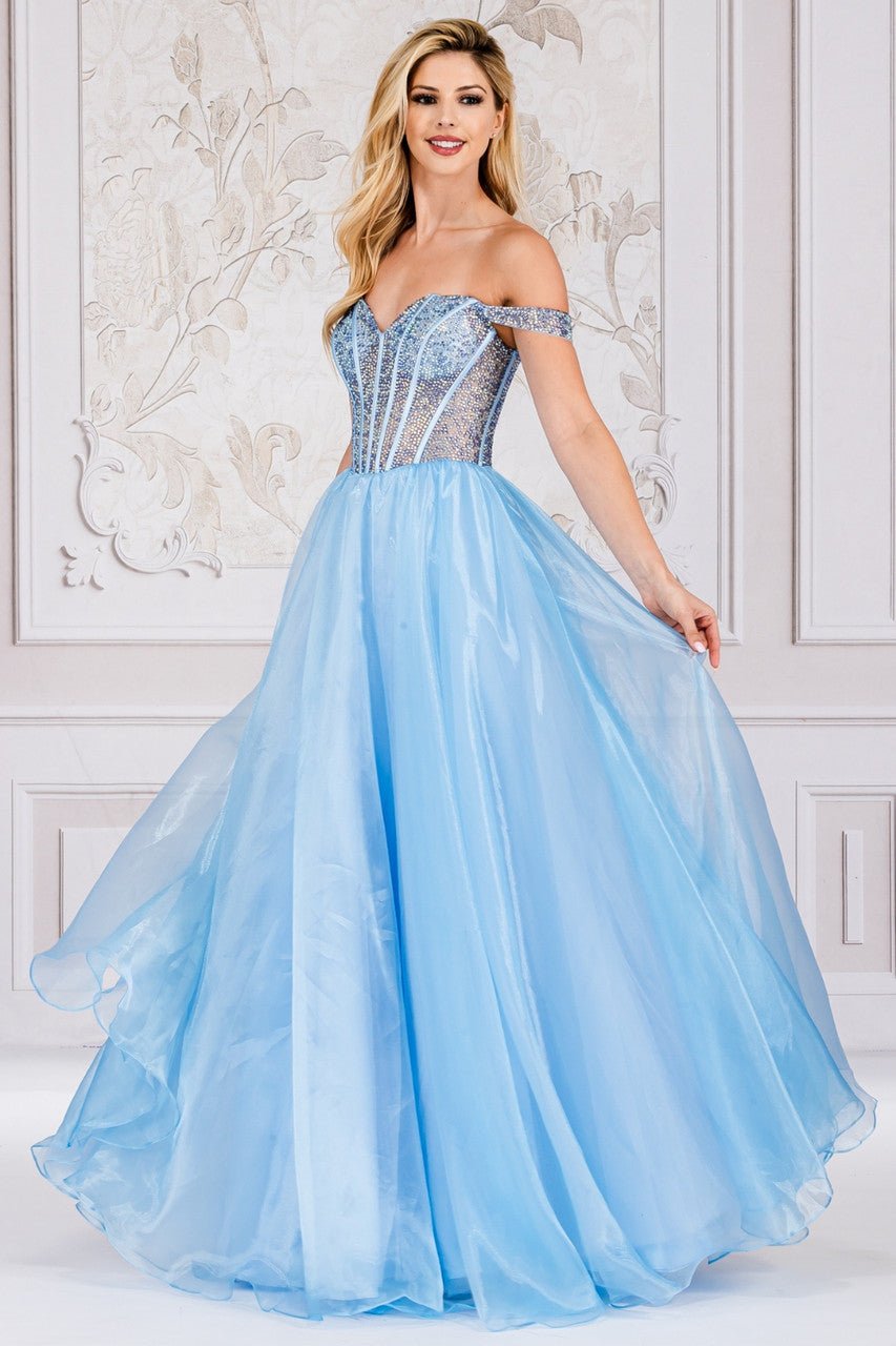 KERRI Satin Organza Diamante Ball Gown in Australia | One Honey Boutique