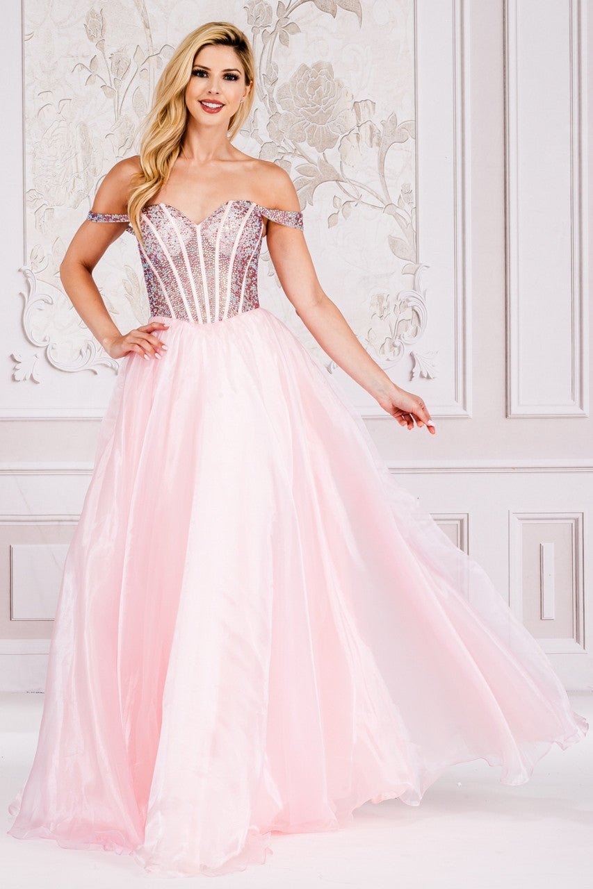 KERRI Satin Organza Diamante Ball Gown in Australia | One Honey Boutique