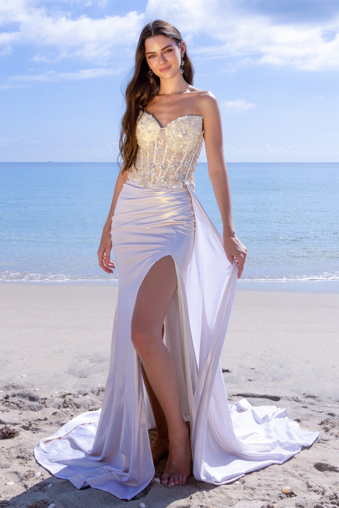DALISAY - Sequin Bodice Affordable Mermaid Wedding Dress One Honey