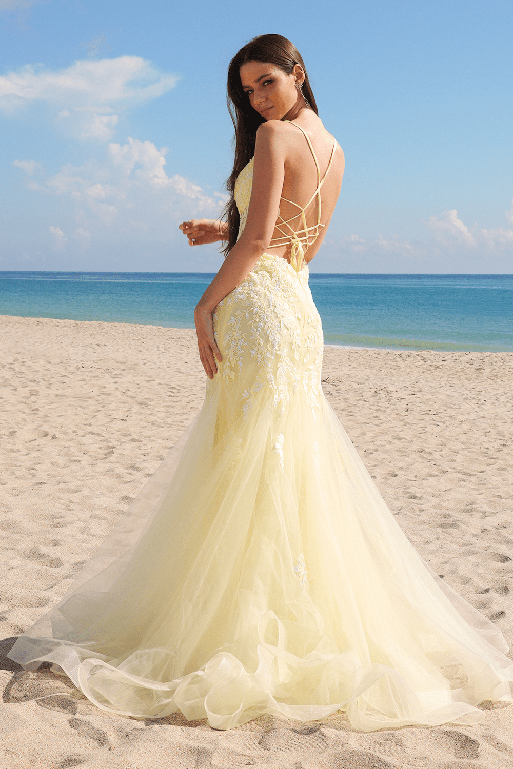 CORIANA Applique Mesh Overlay Trumpet Mermaid Prom & Formal Dress in Australia | One Honey Boutique