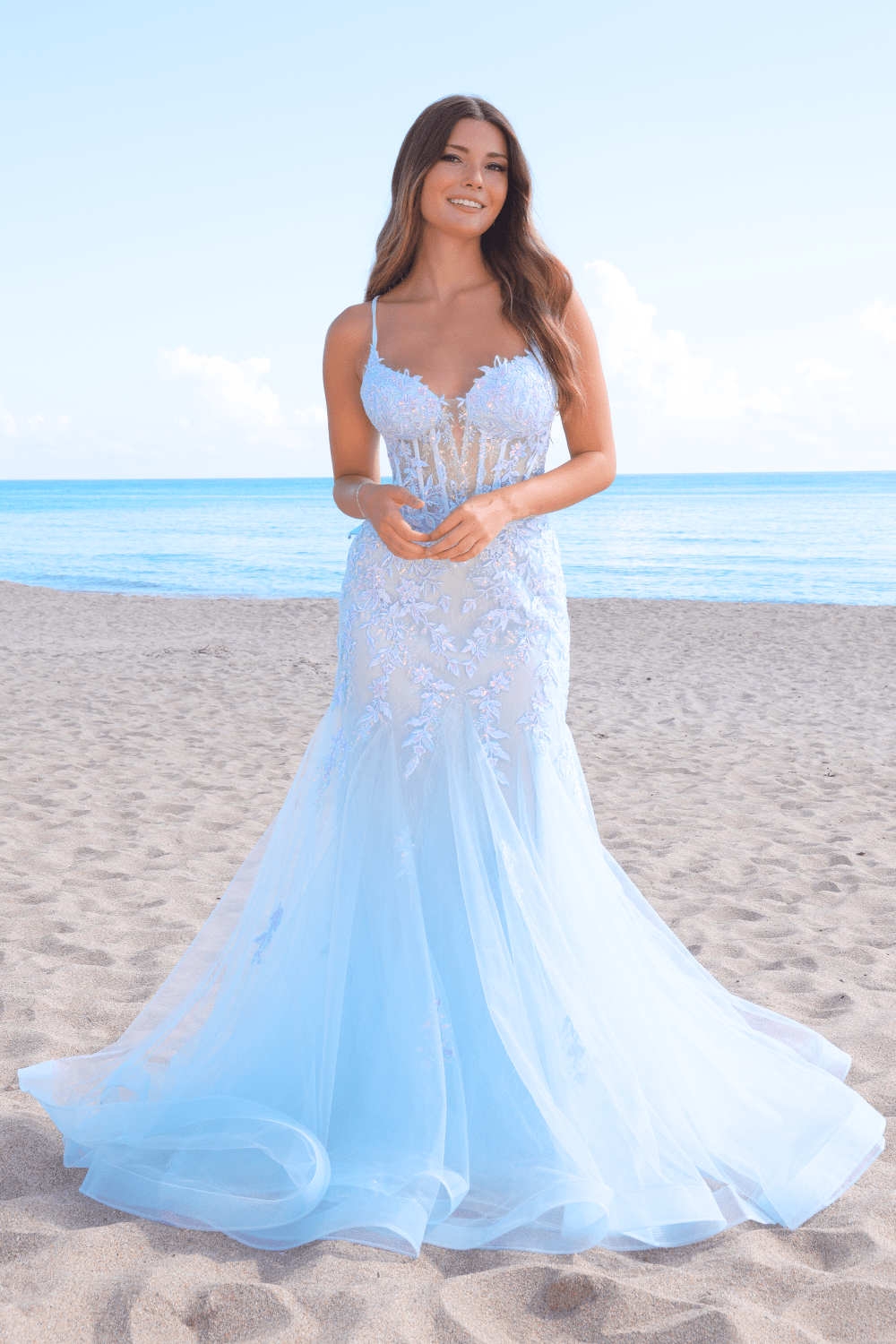 CORIANA Applique Mesh Overlay Trumpet Mermaid Prom & Formal Dress in Australia | One Honey Boutique