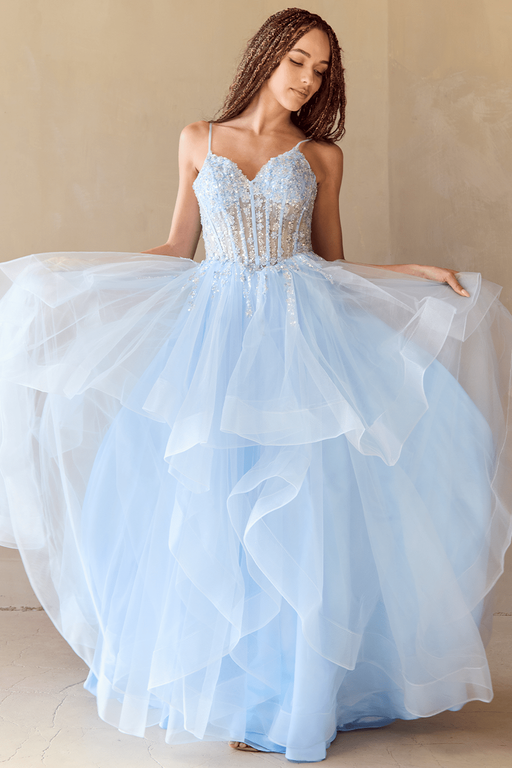 ZINNIA Layered Tulle A Line Prom & Formal Dress in Australia | One Honey Boutique