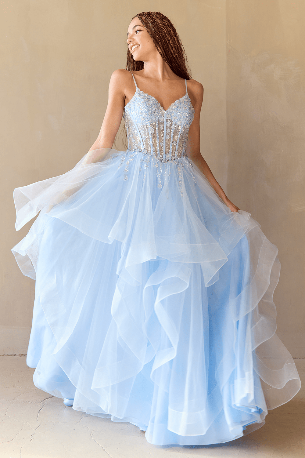 ZINNIA Layered Tulle A Line Prom & Formal Dress in Australia | One Honey Boutique