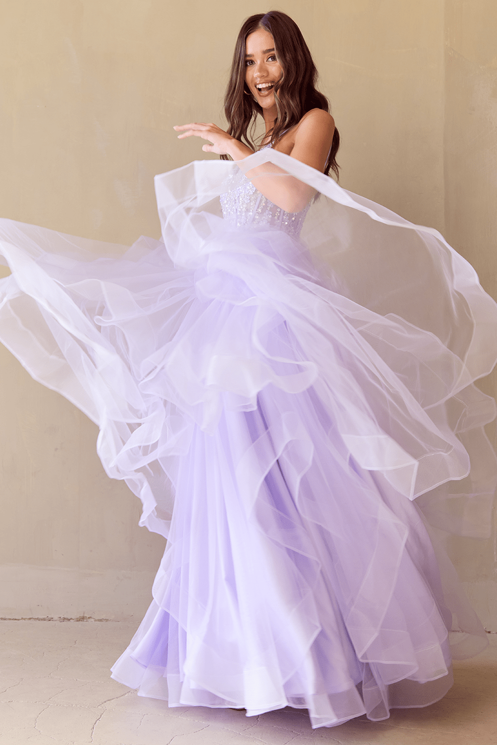 ZINNIA Layered Tulle A Line Prom & Formal Dress in Australia | One Honey Boutique