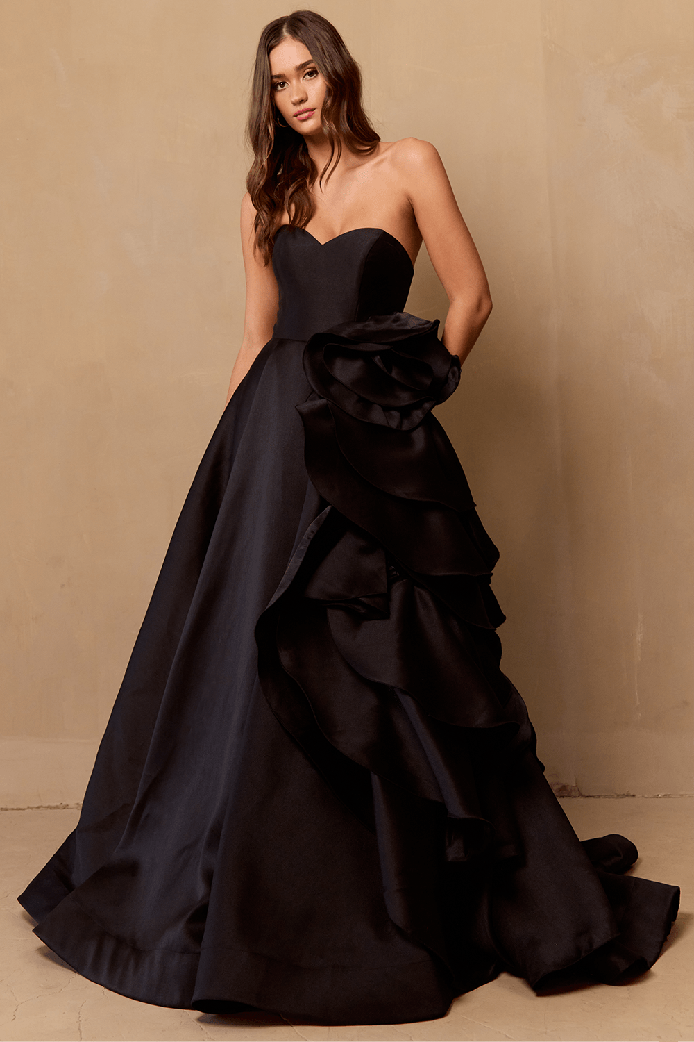 NOELANI Strapless Rosette Feature A Line Prom & Formal Dress in Australia | One Honey Boutique