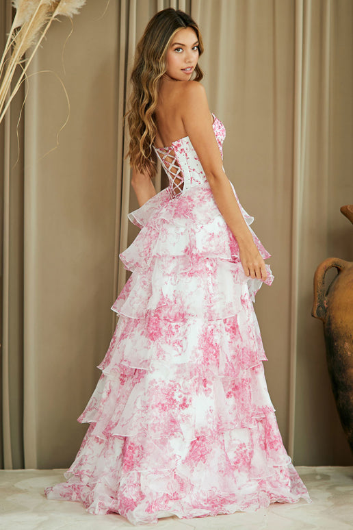 DOULTON Blue & White Tulle Layer Prom & Formal Ball Gown
