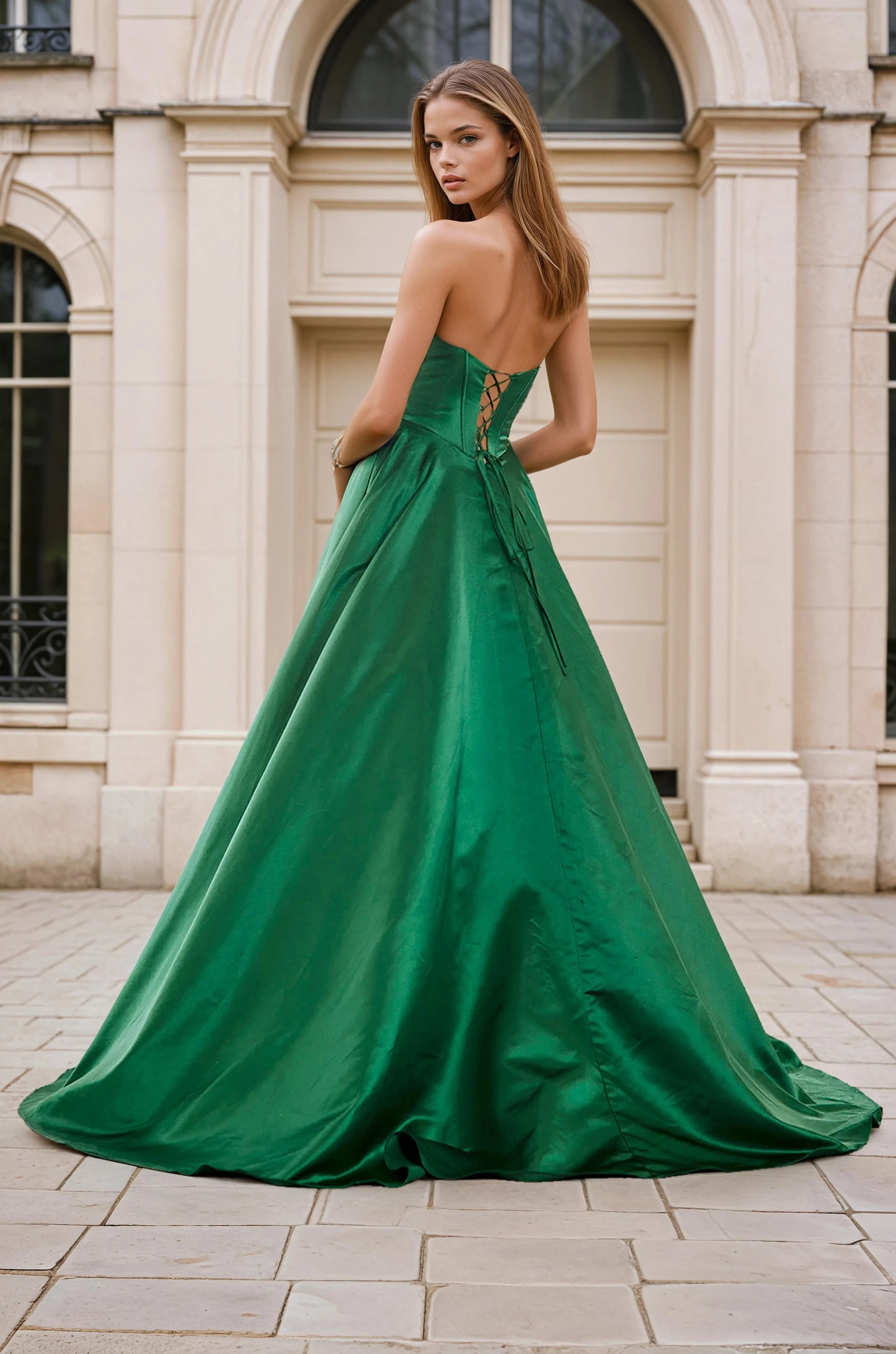 Evandria Satin Strapless A-line Prom & Formal Gown