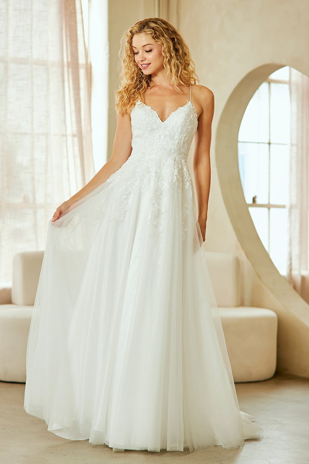 ELERA Appliqué Corset Back Tulle A - Line Bridal & Debutante Dress in Australia | One Honey Boutique