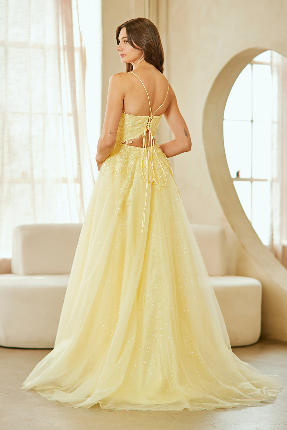 ELERA Hand Appliqué Corset Back Tulle A-Line Prom & Formal Dress