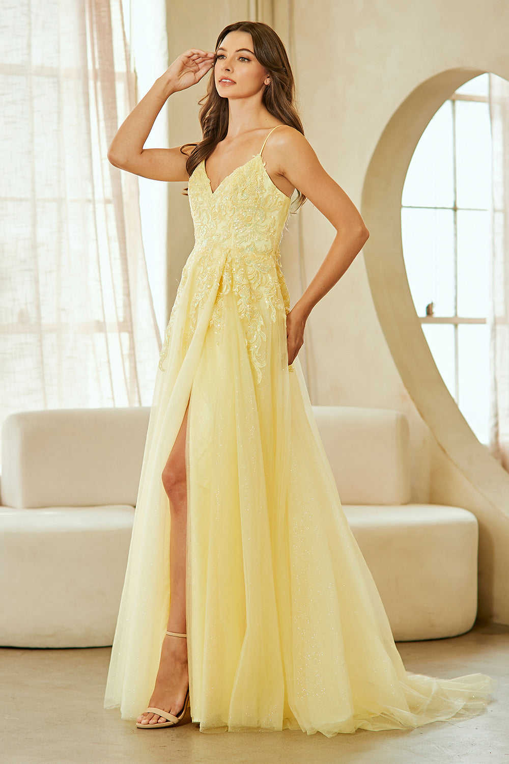 ELERA Hand Appliqué Corset Back Tulle A-Line Prom & Formal Dress