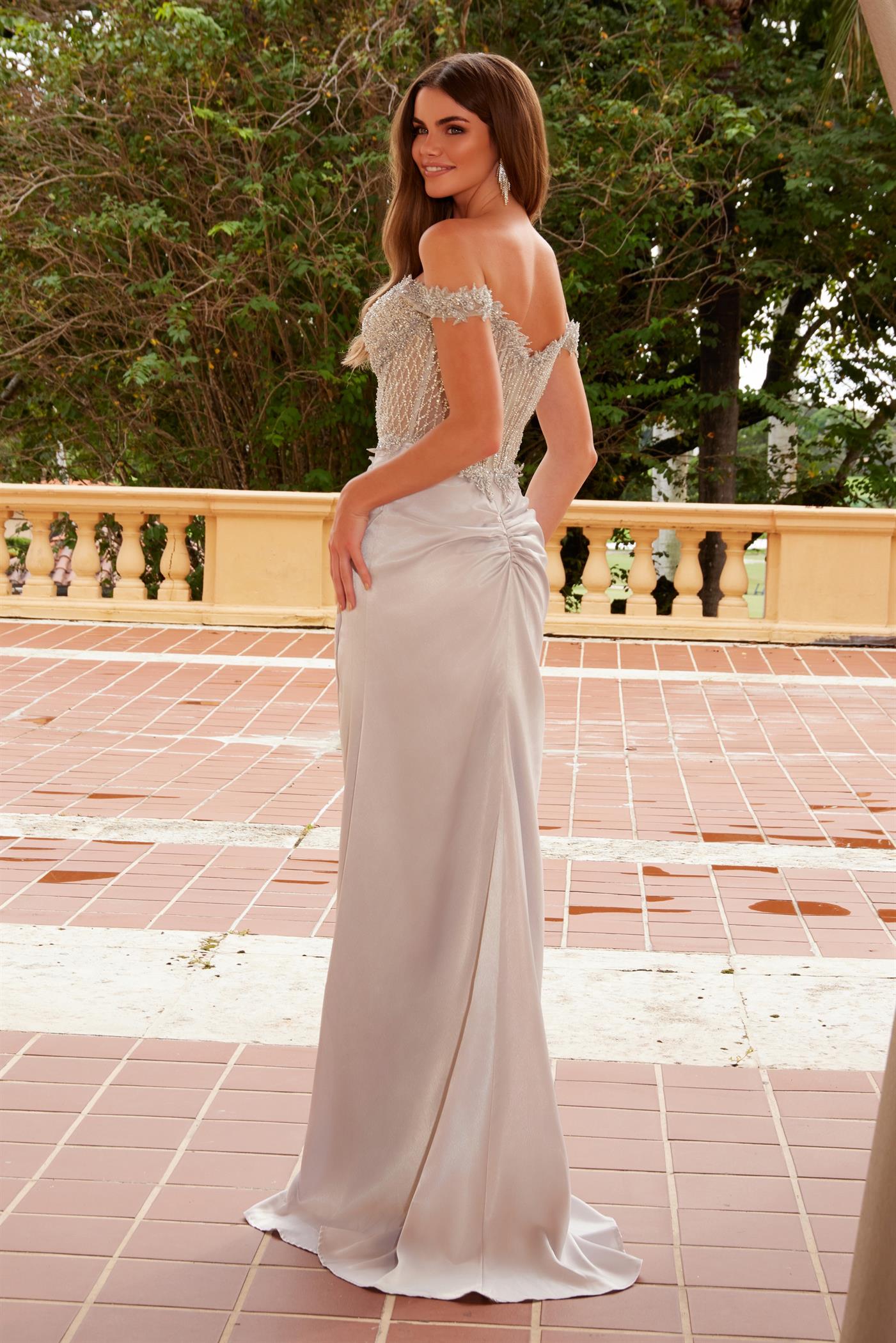 BODHI Applique Bodice Satin Mermaid Dress with sweetheart neckline, perfect prom gown. Brisbane to Gold Coast. Australia.
