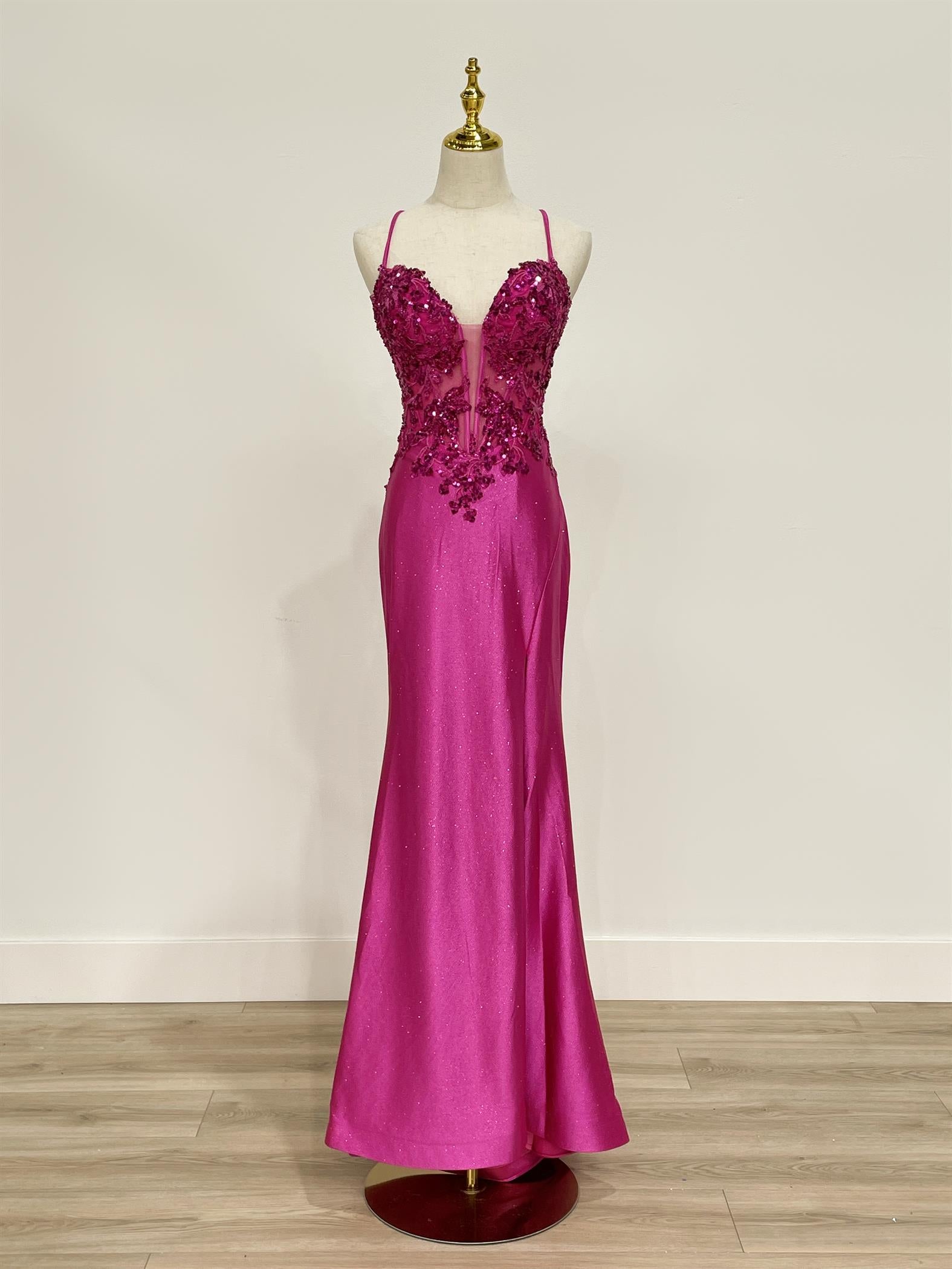 AIRA Boned Bodice Glitter Shimmer Mermaid Prom & Formal Dress with sequin details and spaghetti straps, perfect for proms or galas. Brisbane to Gold Coast.