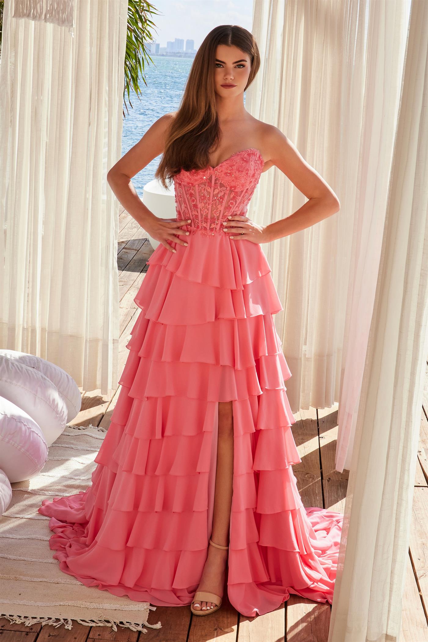 ROIMATA Strapless Layers Tulle Frilly A Line Prom & Formal Dress ROIMATA Strapless Layers Tulle Frilly A Line Prom & Formal Dress