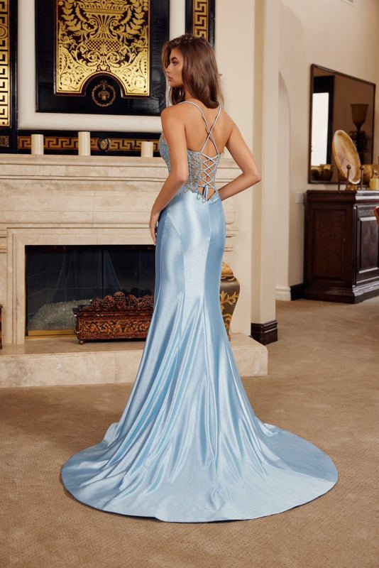 ROSEANN Shimmer Jersey Rhinestone Corset Prom & Formal Dress in Australia | One Honey Boutique