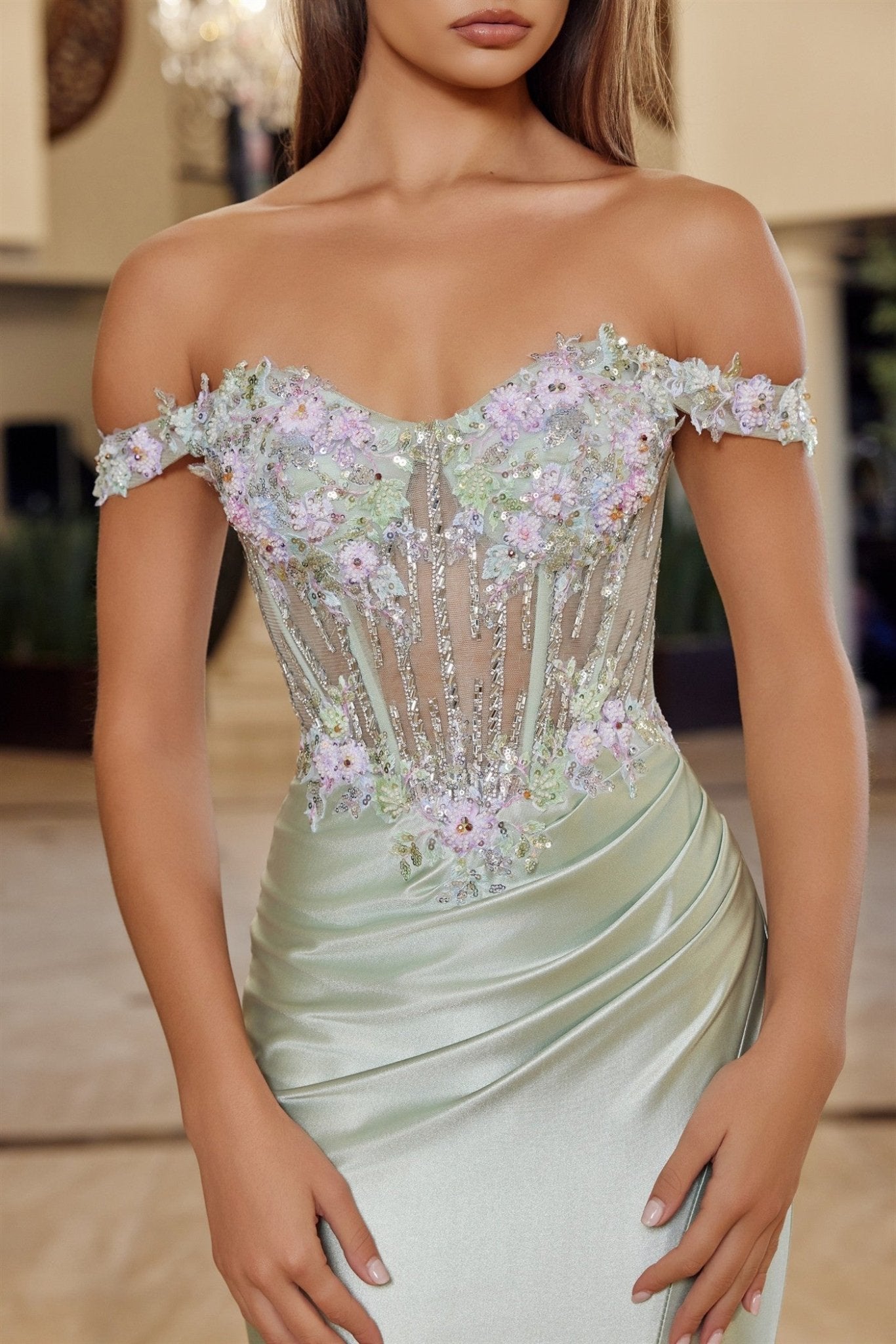 MASAMI Satin Off - Shoulder Sweetheart Prom & Formal Dress in Australia | One Honey Boutique