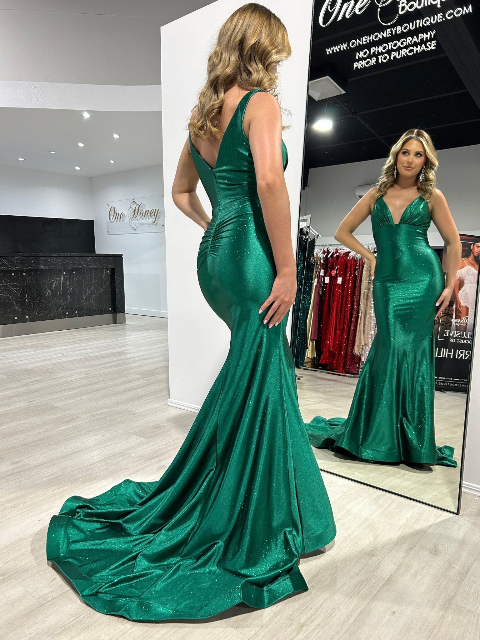 RISTA Stretch Shimmer Glitter Satin Mermaid Formal Dress in Australia | One Honey Boutique