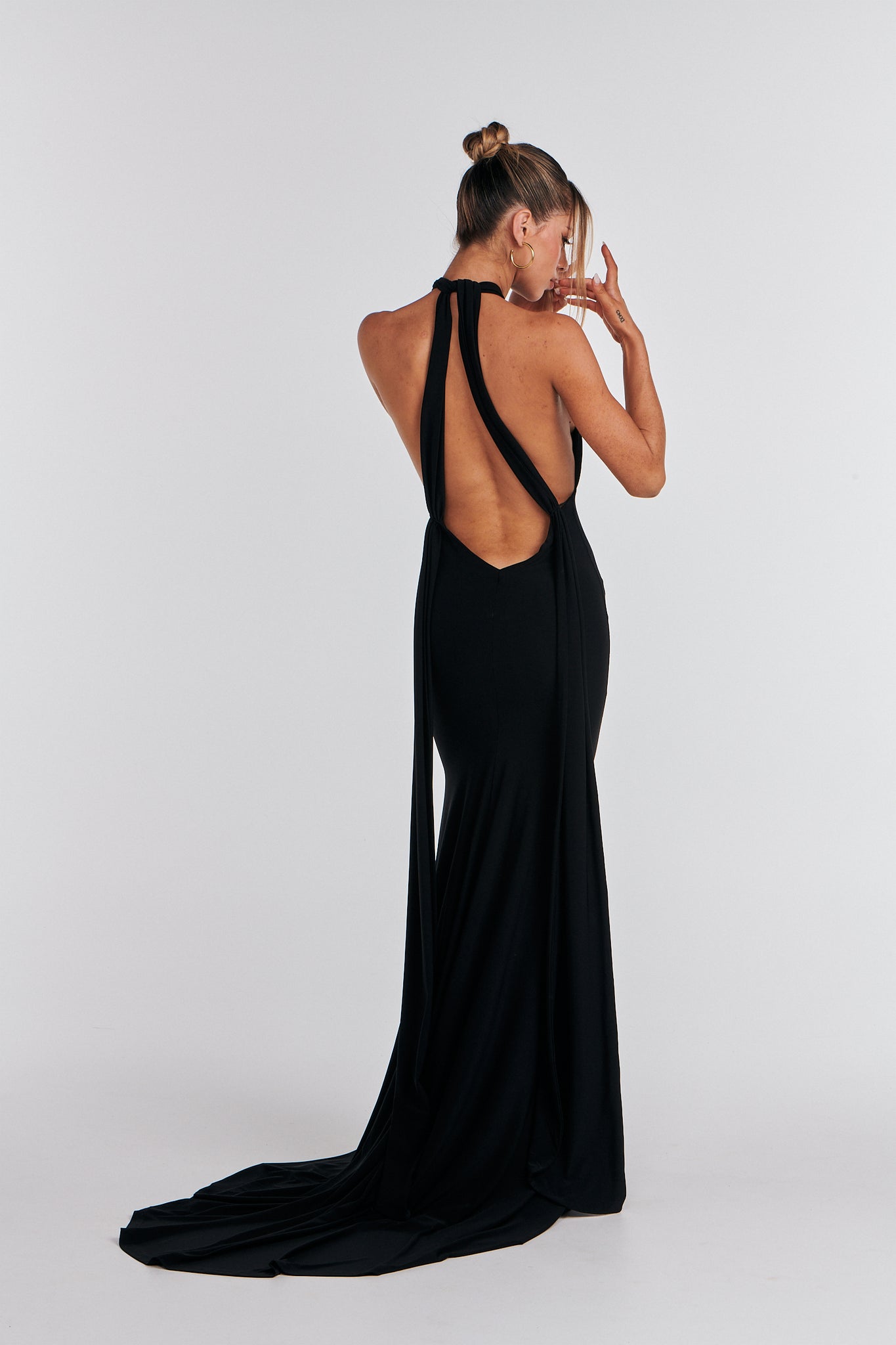 MÉLANI The Label ELIANA Black Multi Tie Backless Bridesmaid Formal Gown