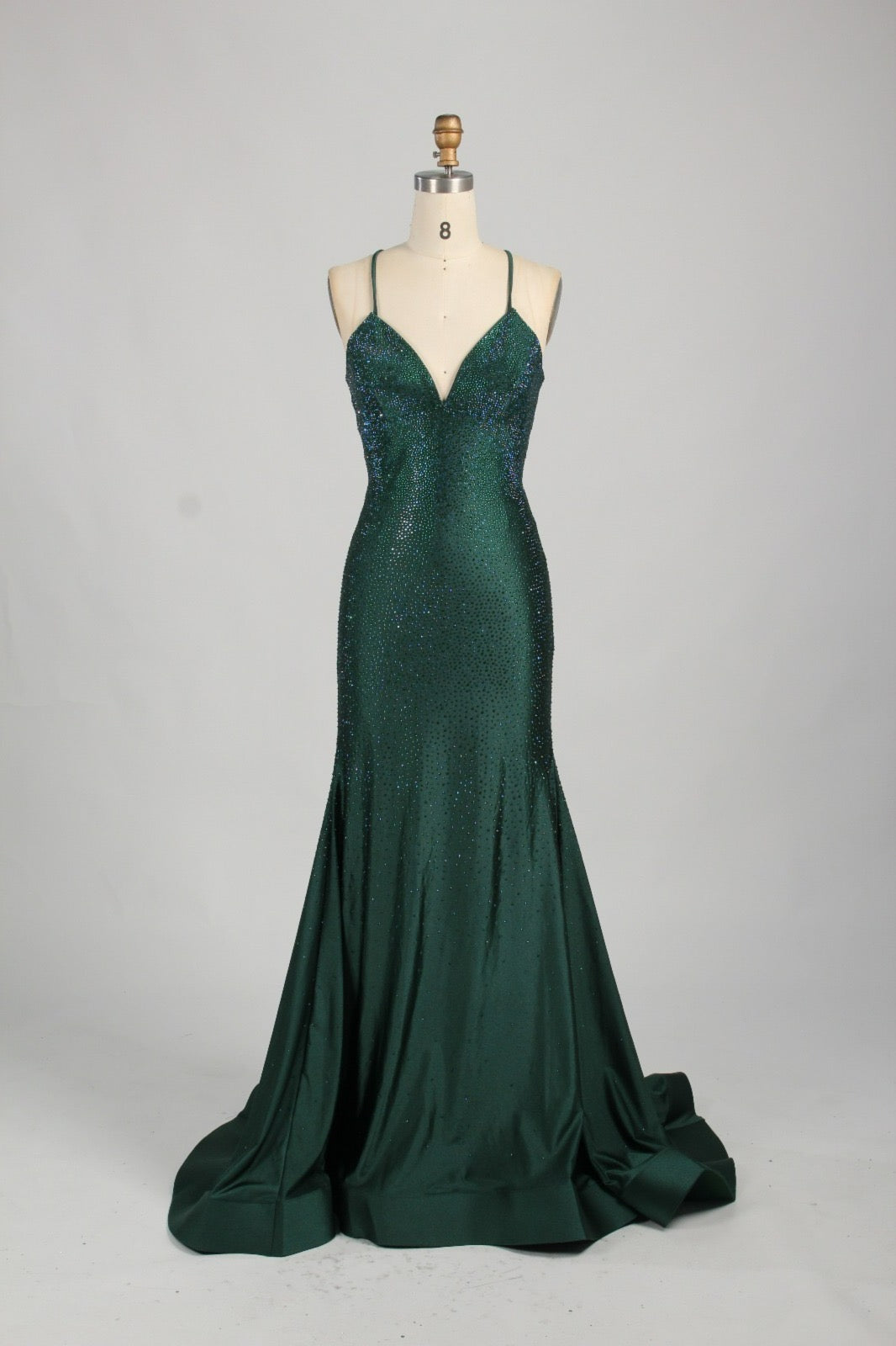 Honey Couture JULINA Hot Fix Diamante Crystal Trumpet Mermaid Gown