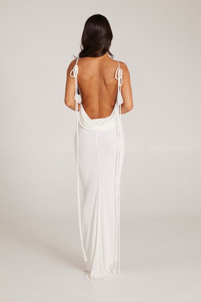 MÉLANI The Label CRISTINA Drape Low Back Dress in Australia | One Honey Boutique
