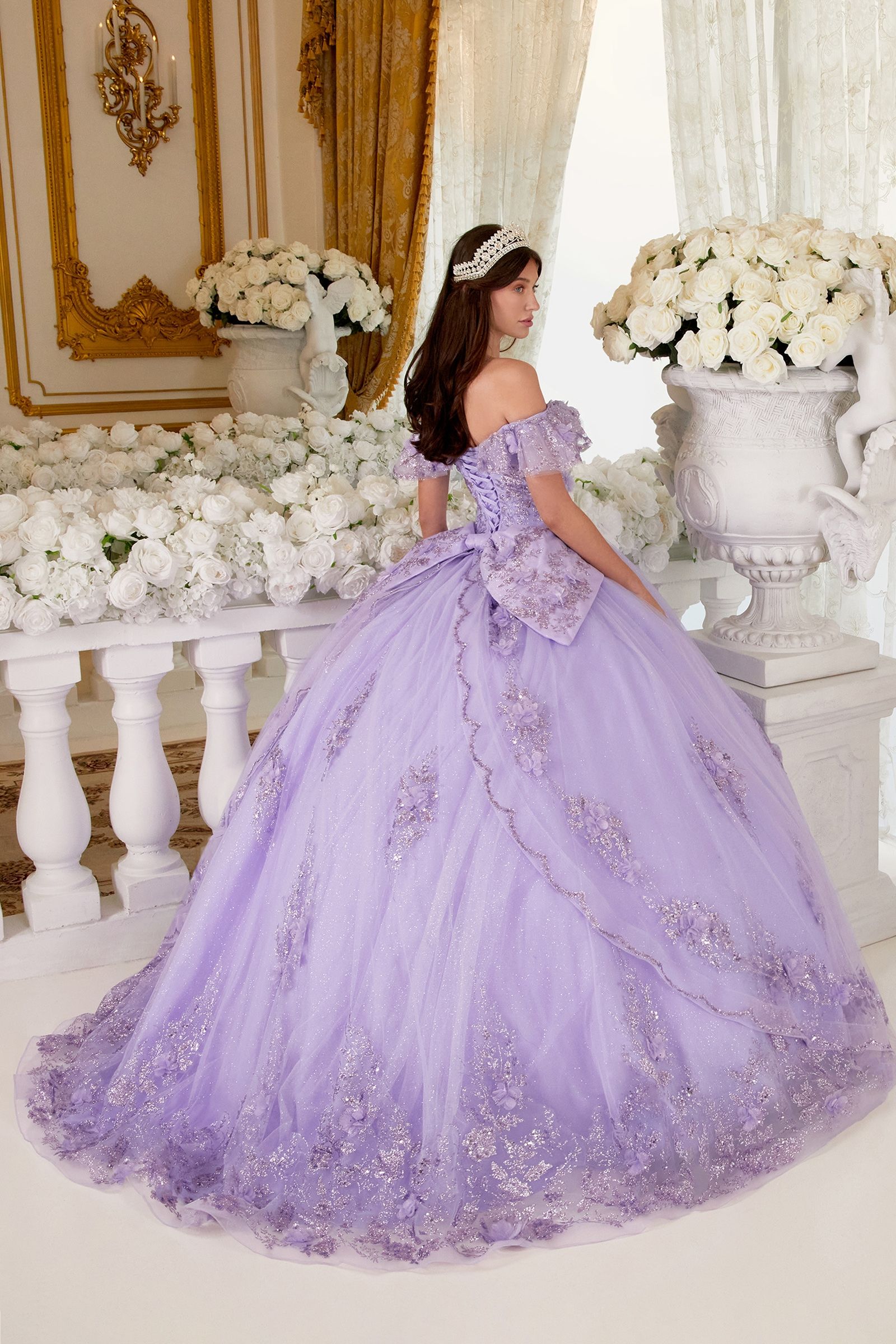 CELESTINA Off Shoulder Sequin Quinceañera Ball Gown with tulle layers Brisbane to Gold Coast