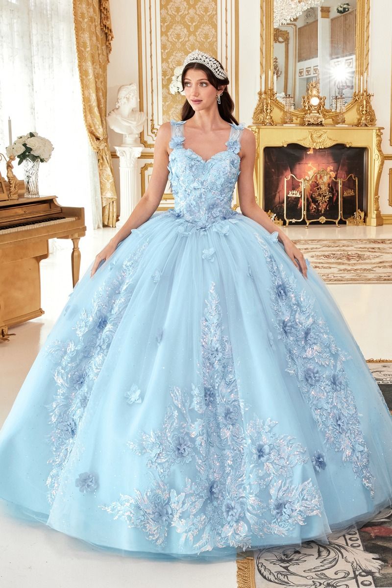 JULIANNA-MARIE Beaded Butterfly Quinceañera Ball Gown; lace bodice, tulle skirt; Brisbane to Gold Coast, Australia.