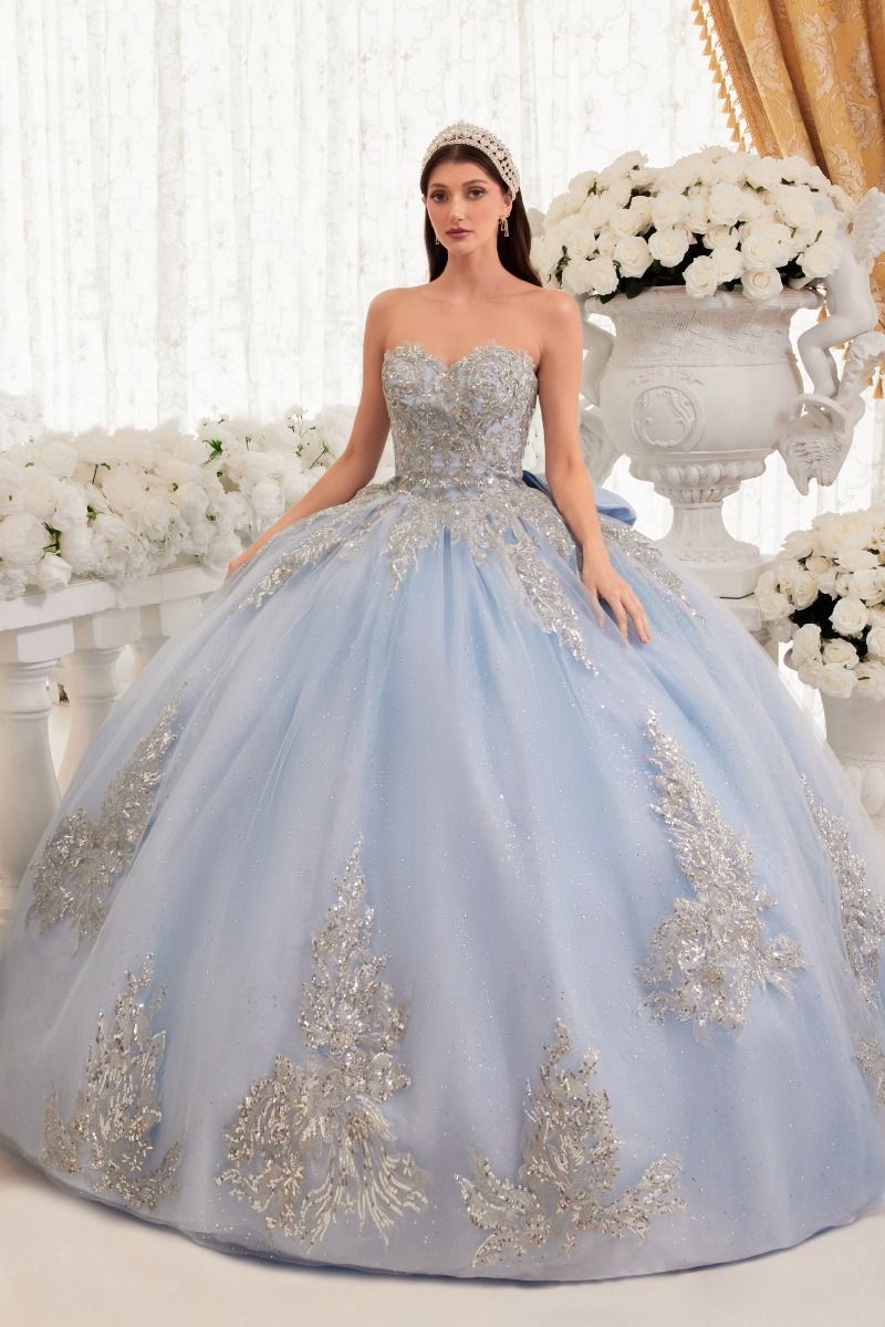 MARISTELLA Strapless Glitter Tulle Quinceañera Ball Gown with Lace Applique Bodice, Brisbane to Gold Coast, Australia