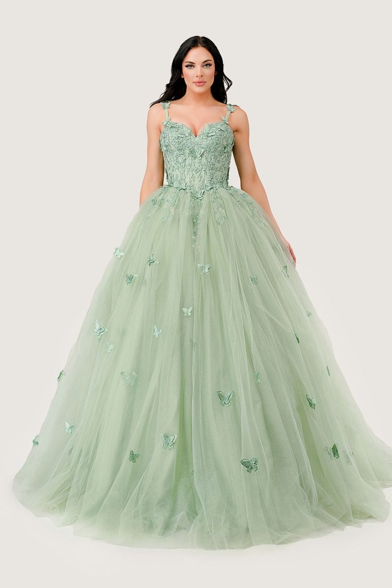 VIVIETTE Butterfly Bow Applique QUINCEAÑERA Ball Gown Dress in Australia | One Honey Boutique