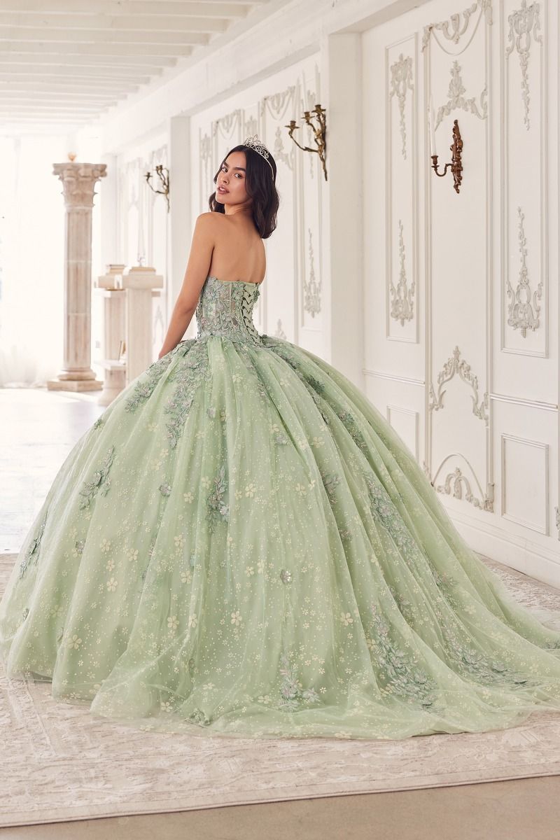 ELPHABA Strapless Arm Cuff Beaded Quinceañera Ball Gown with lace bodice, volumous tulle skirt. Brisbane to Gold Coast, Australia.