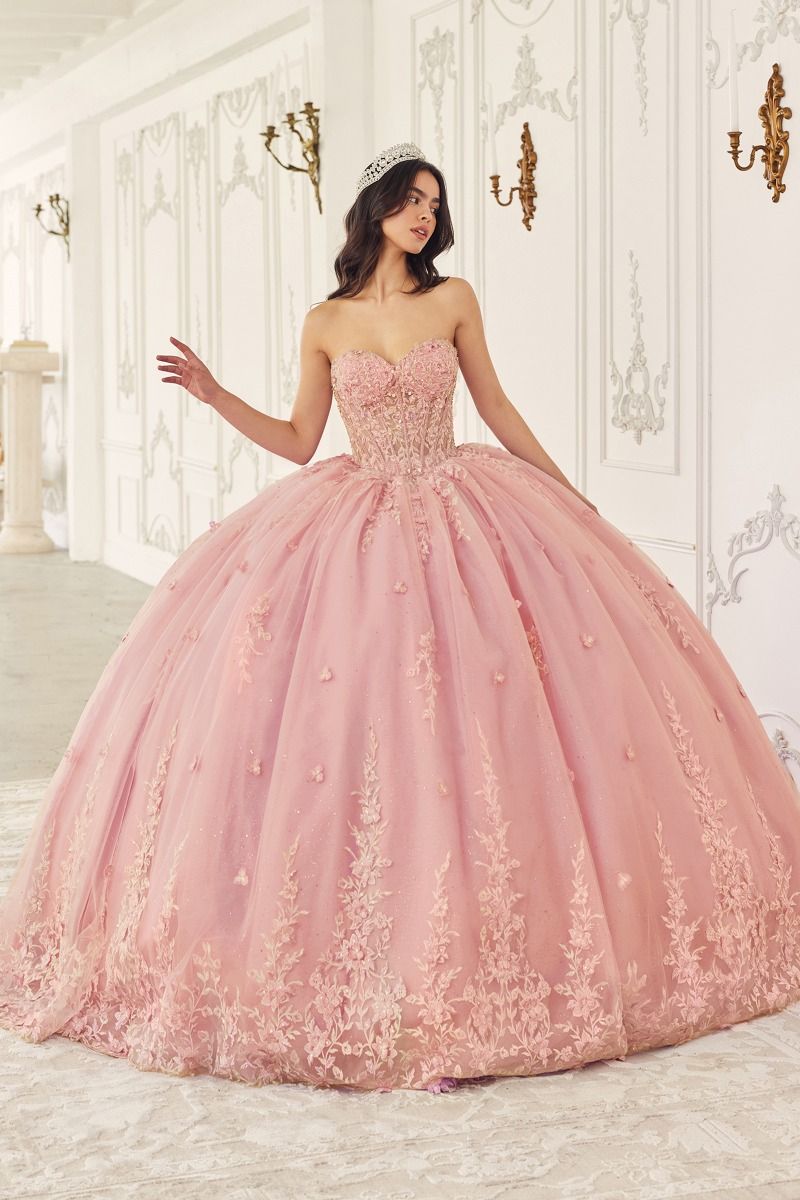TATIESSA Strapless Lace Cape Quinceañera Ball Gown Dress in Australia | One Honey Boutique