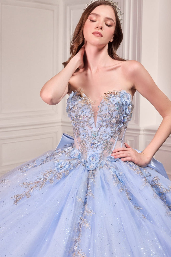 MELBA Strapless Sweetheart Floral Quinceañera Ball Gown