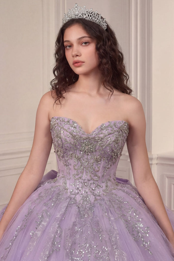 DILARA Off Shoulder Quinceañera Glitter Tulle Ball Gown