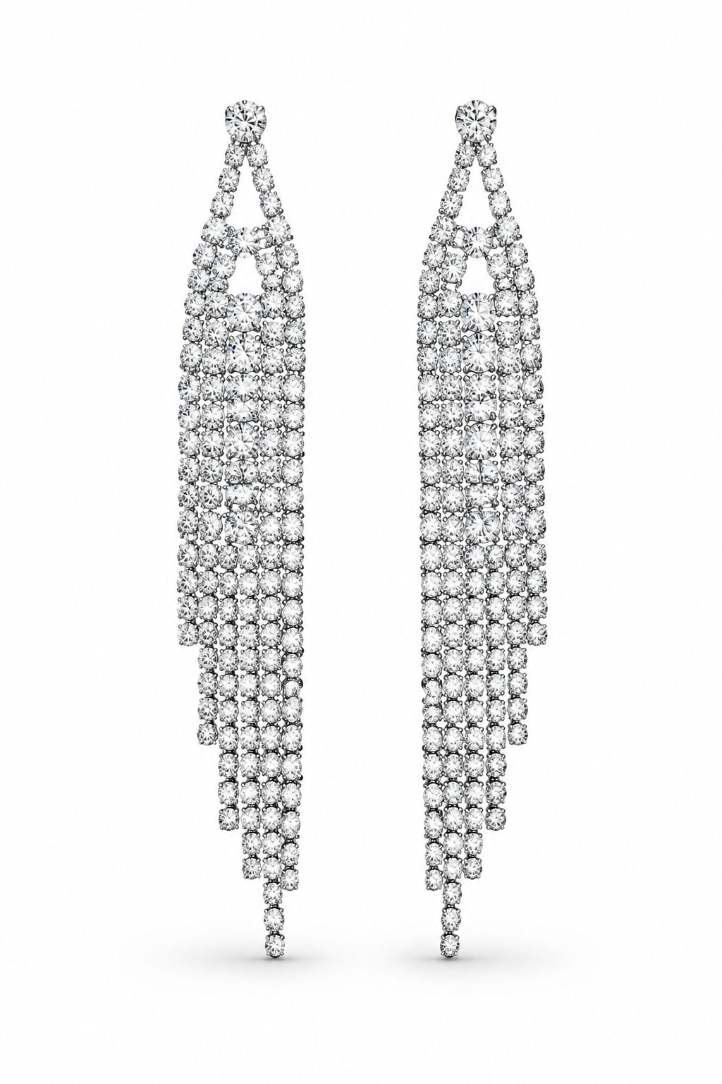 CELESTINE Crystal Cascade Tassel Statement Earrings