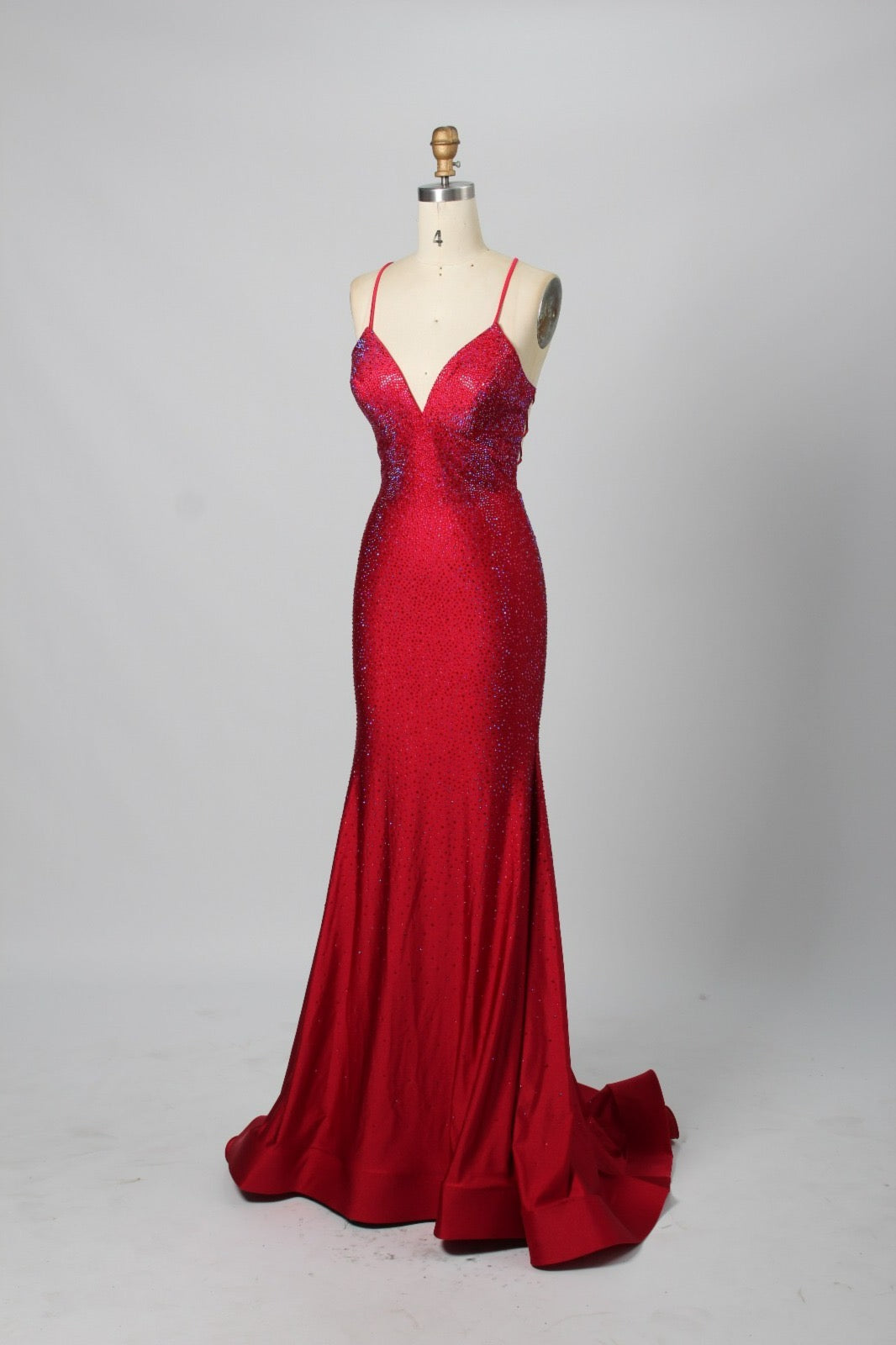 Honey Couture JULINA Hot Fix Diamante Crystal Trumpet Mermaid Gown