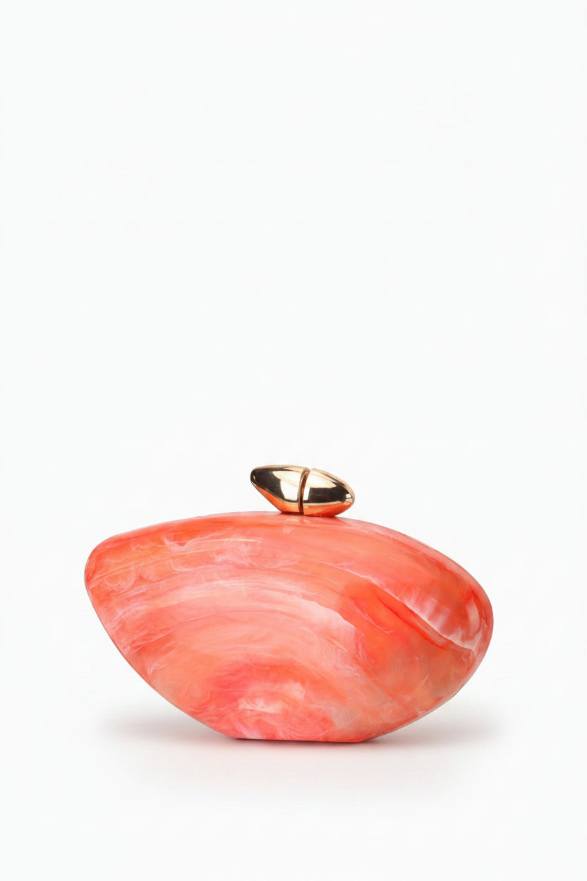 Honey Couture NOVA Sculptural Oval Hard Case Clutch Bag